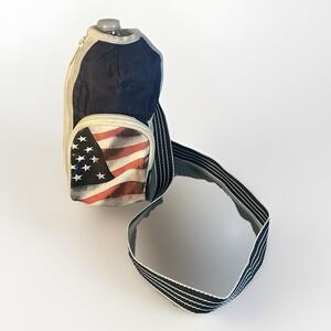 Insulated Water Bottle Carrier Sling Bag USA Flag Adjustable Strap Drink Holder